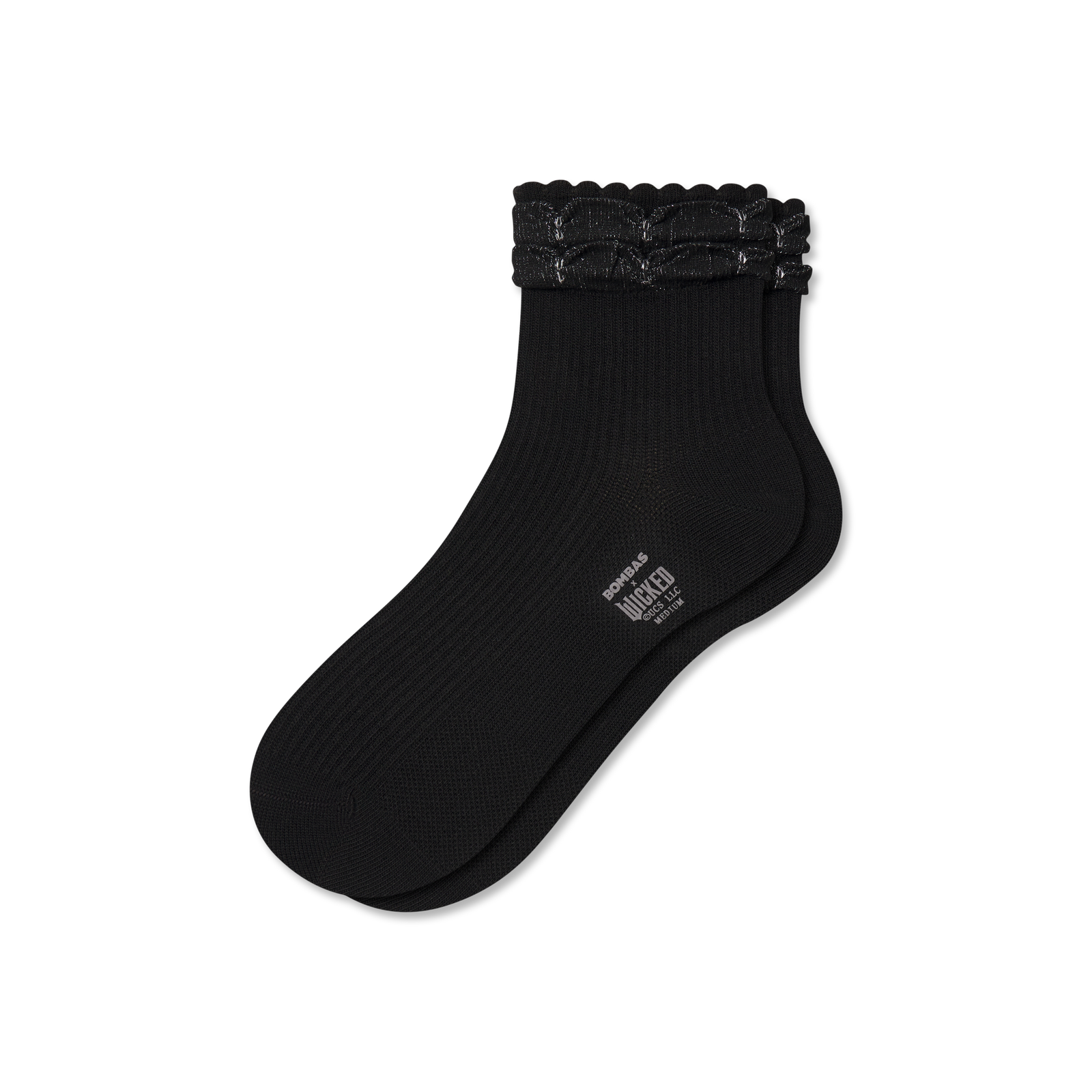 Ruffle Rib Quarter Socks - black L [10046]