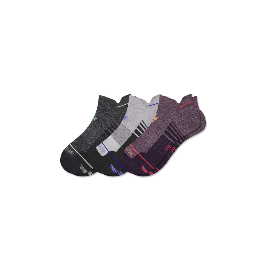 Men's Merino Wool Blend Run Ankle Sock 3-Pack - Steady Crew Cushion