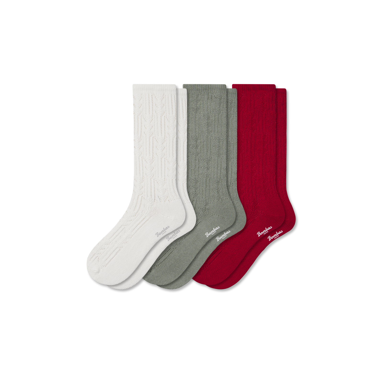 Pointelle Calf Socks - sage red mix L [10206]