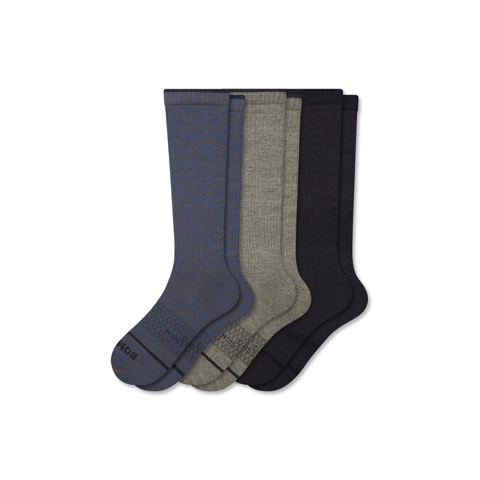 Men's Merino Wool Blend Everyday Compression Sock 3-Pack (15-20mmHg) - slate navy mix L [10248]