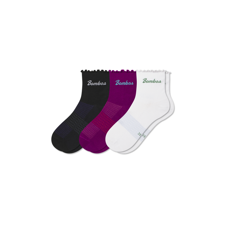 Women’s UltraLite Ruffle Sport Quarter Sock 3-Pack - Weekend Crew Support