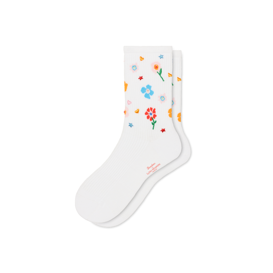 Bombas x Susan Alexandra Floral Embroidered Half Calf Socks - Comfort Everyday Pair