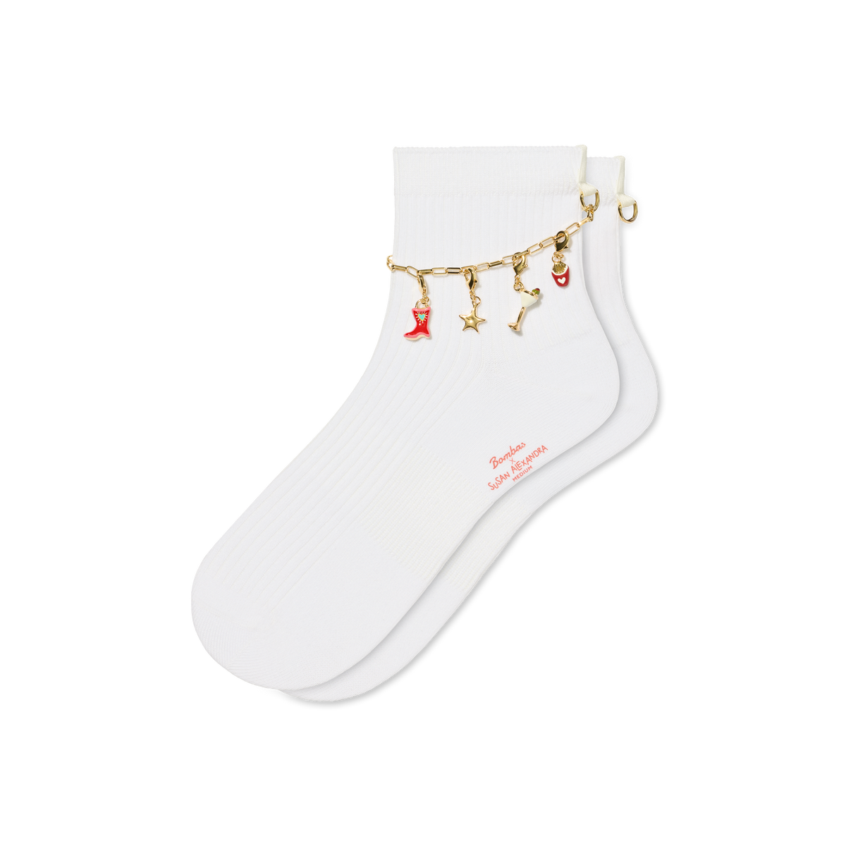 Lightweight Ribbed Quarter Socks - White L [10348]
