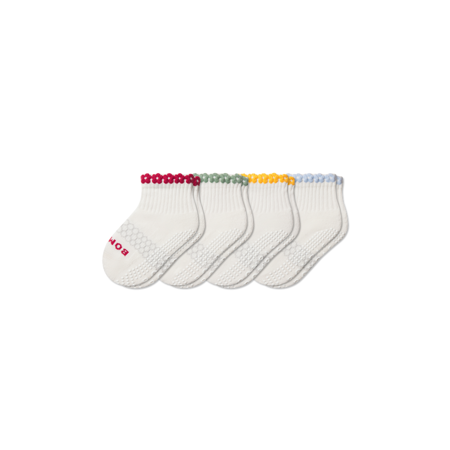 Toddler Daisy Chain Gripper Calf Sock 4-Pack - Cushion Home Fit