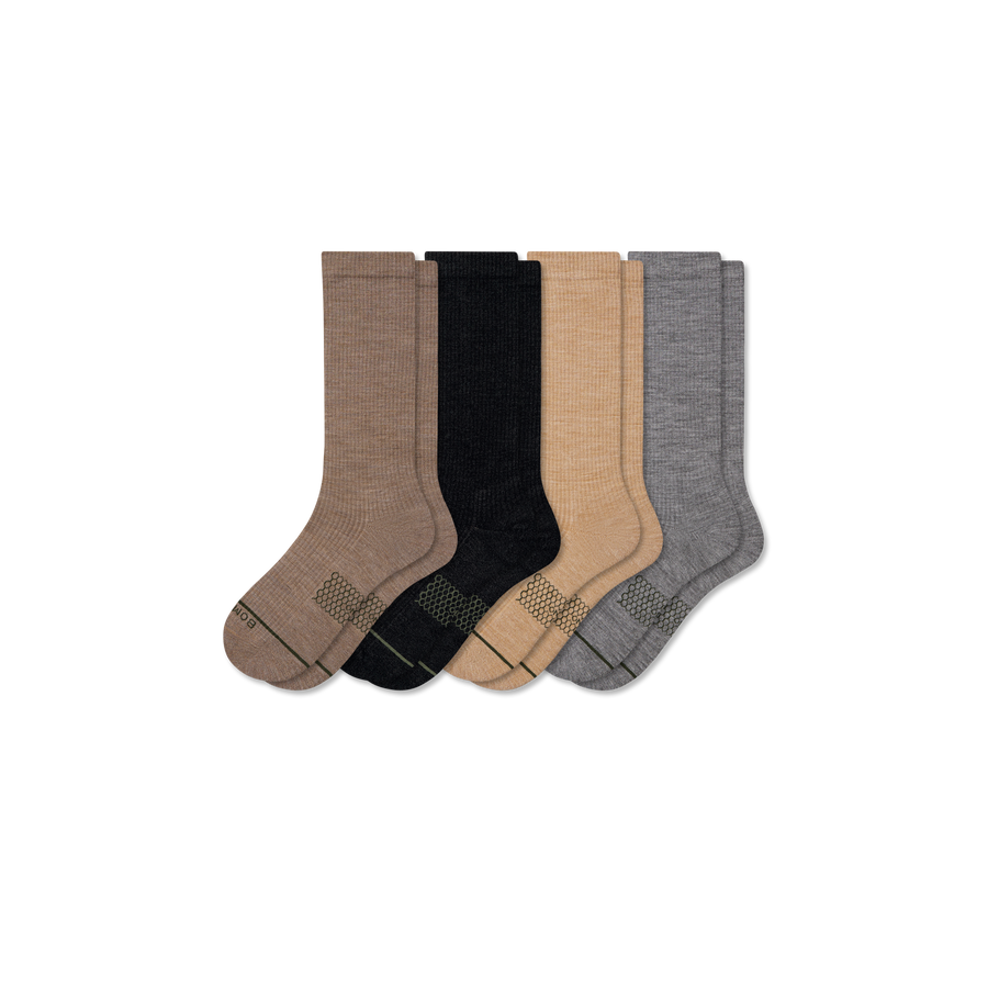 Men's Merino Wool Blend Modern Rib Calf Sock 4-Pack - Cozy Recovery Comfort