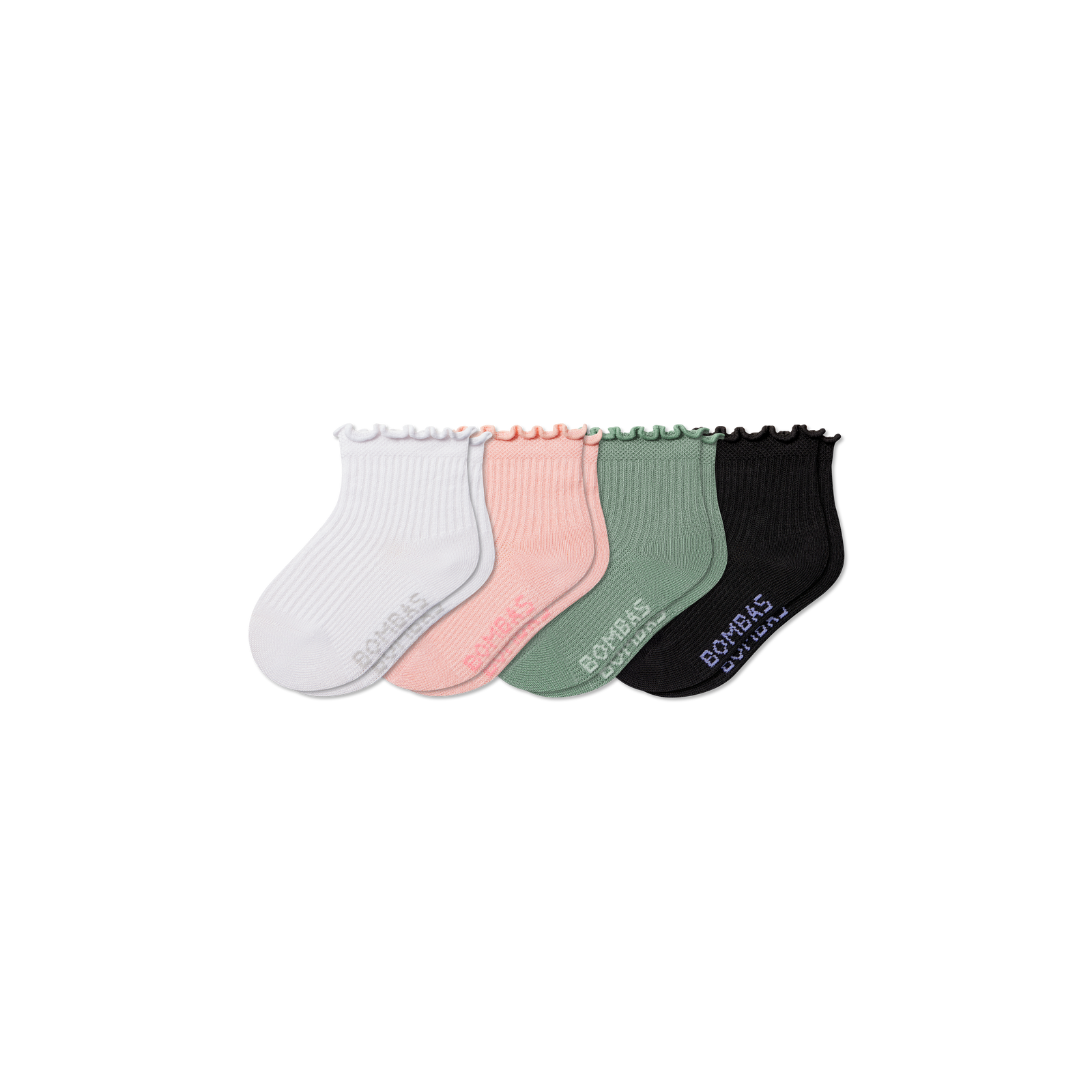 Ruffle Rib Calf Socks - pink sage mix L [10604]
