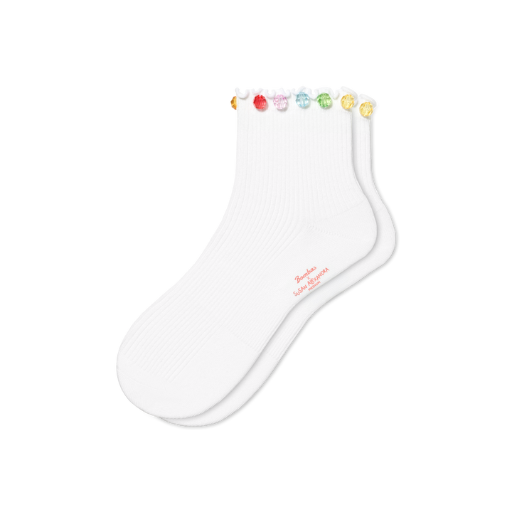 Lightweight Ribbed Quarter Socks - white L [10657]