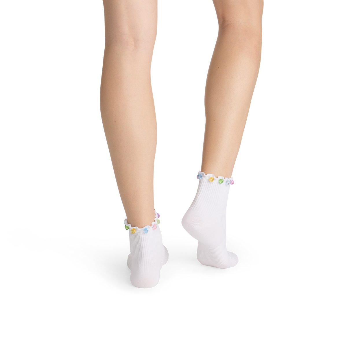 Lightweight Ribbed Quarter Socks - white WO2 [10657]