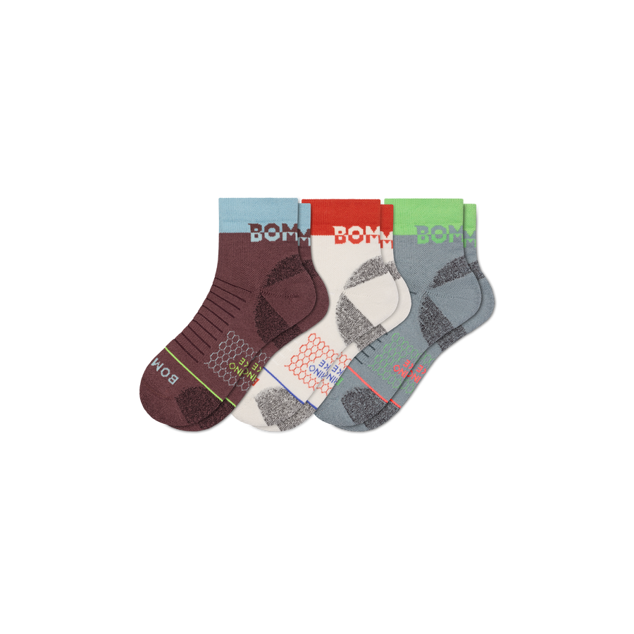 Women's Merino Wool Blend Hiking Quarter Sock 3-Pack - Outdoor Trail Comfort