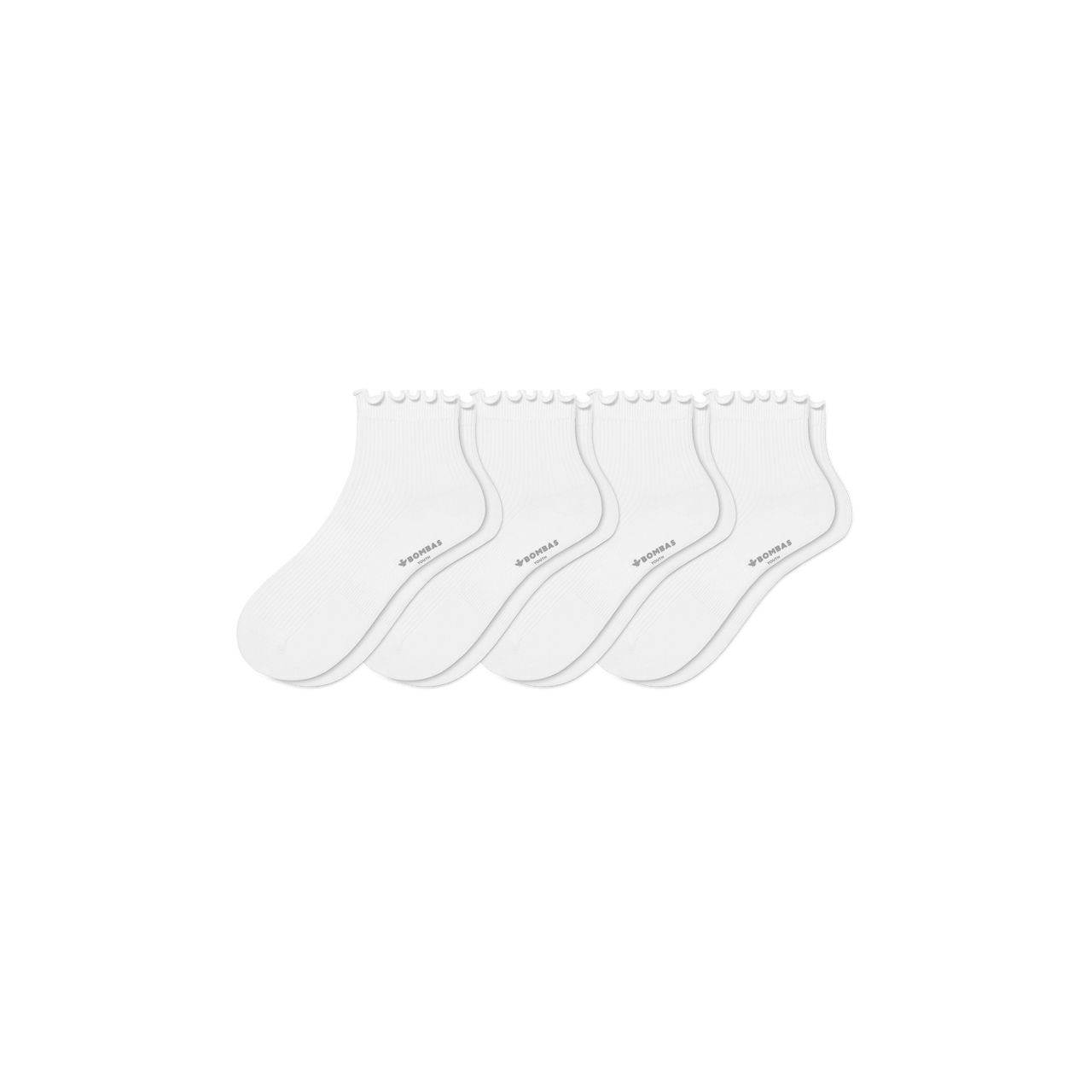 Ruffle Rib Quarter Socks - white L [11317]