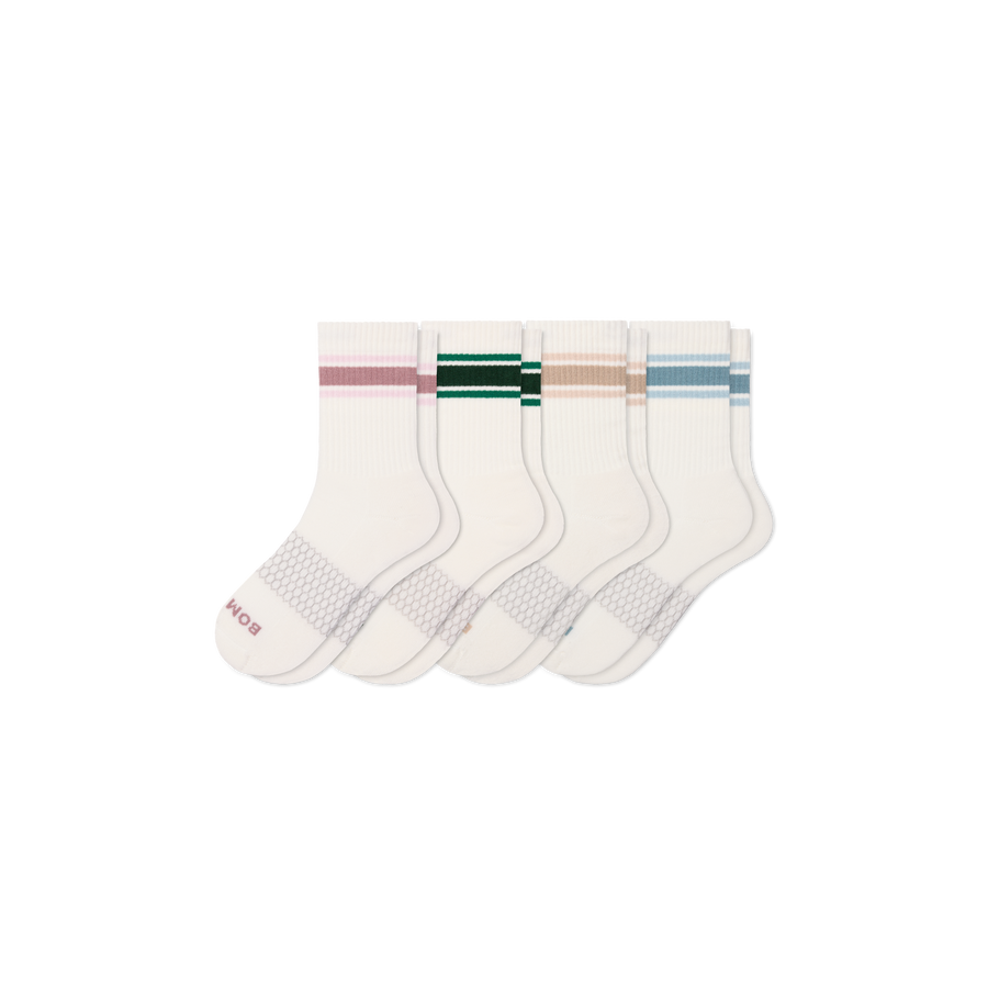 Women's Vintage Stripes Half Calf Sock 4-Pack - Cozy Office Cushion