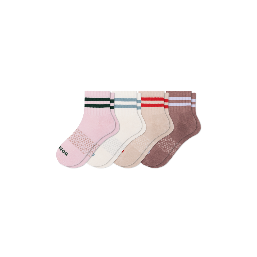 Women's Vintage Stripes Quarter Sock 4-Pack - Everyday School Fit
