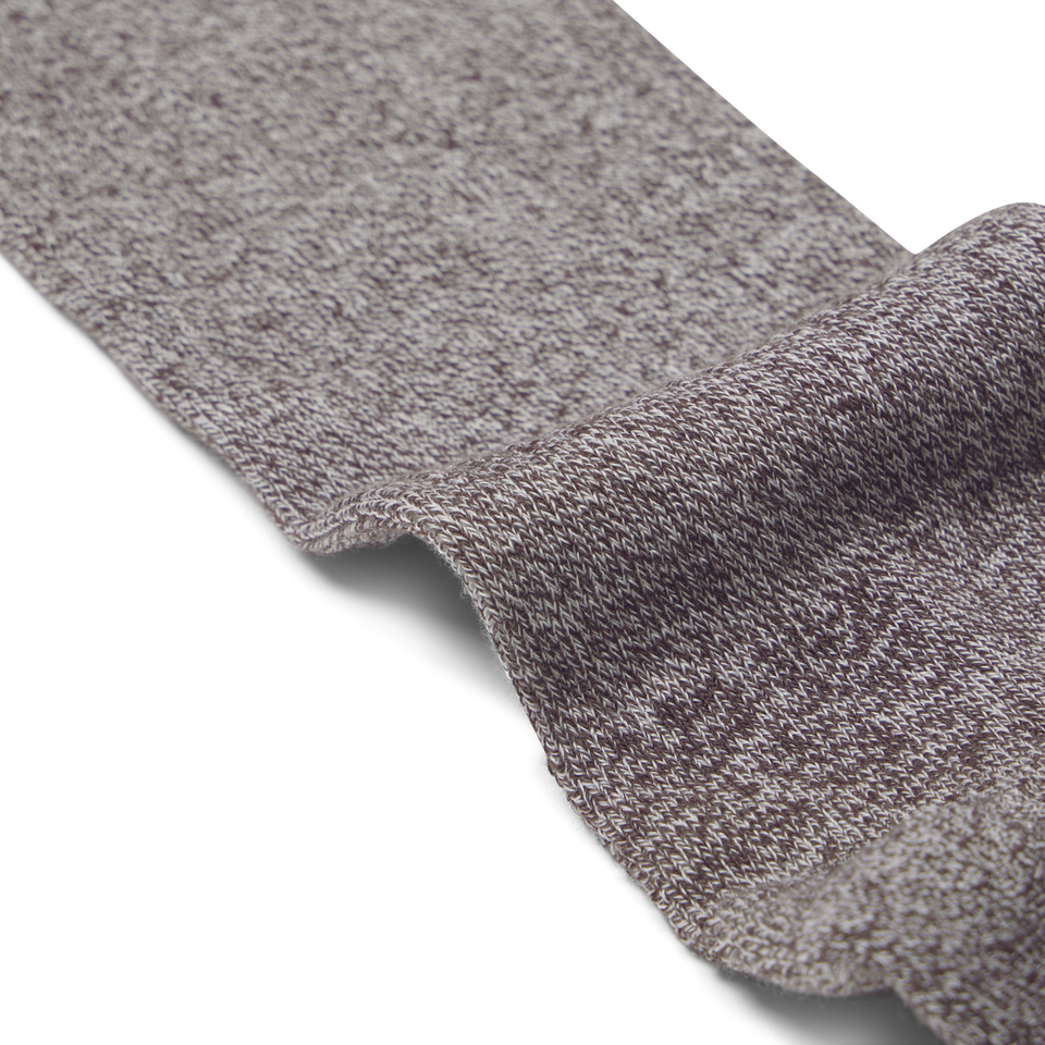 Marl Calf Socks - Soft White / Walnut Detail [3129]