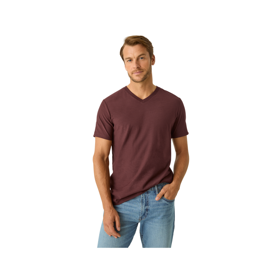 Air Slub V-Neck T-Shirt - Dark Cocoa MO4 [6729]