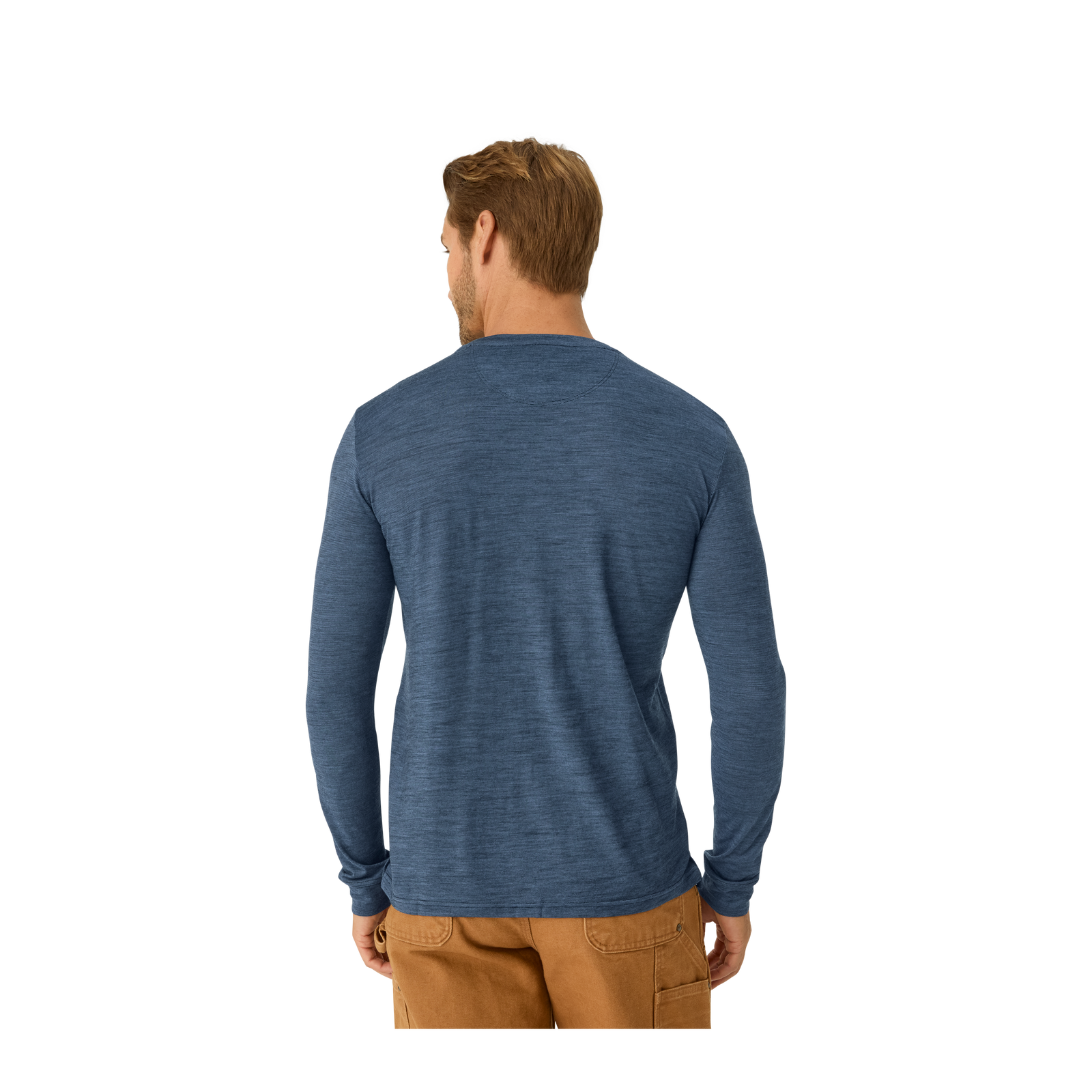 Men's Merino Wool Blend Crew Neck Long Sleeve T-Shirt - Dark Sky MO3 [7052]