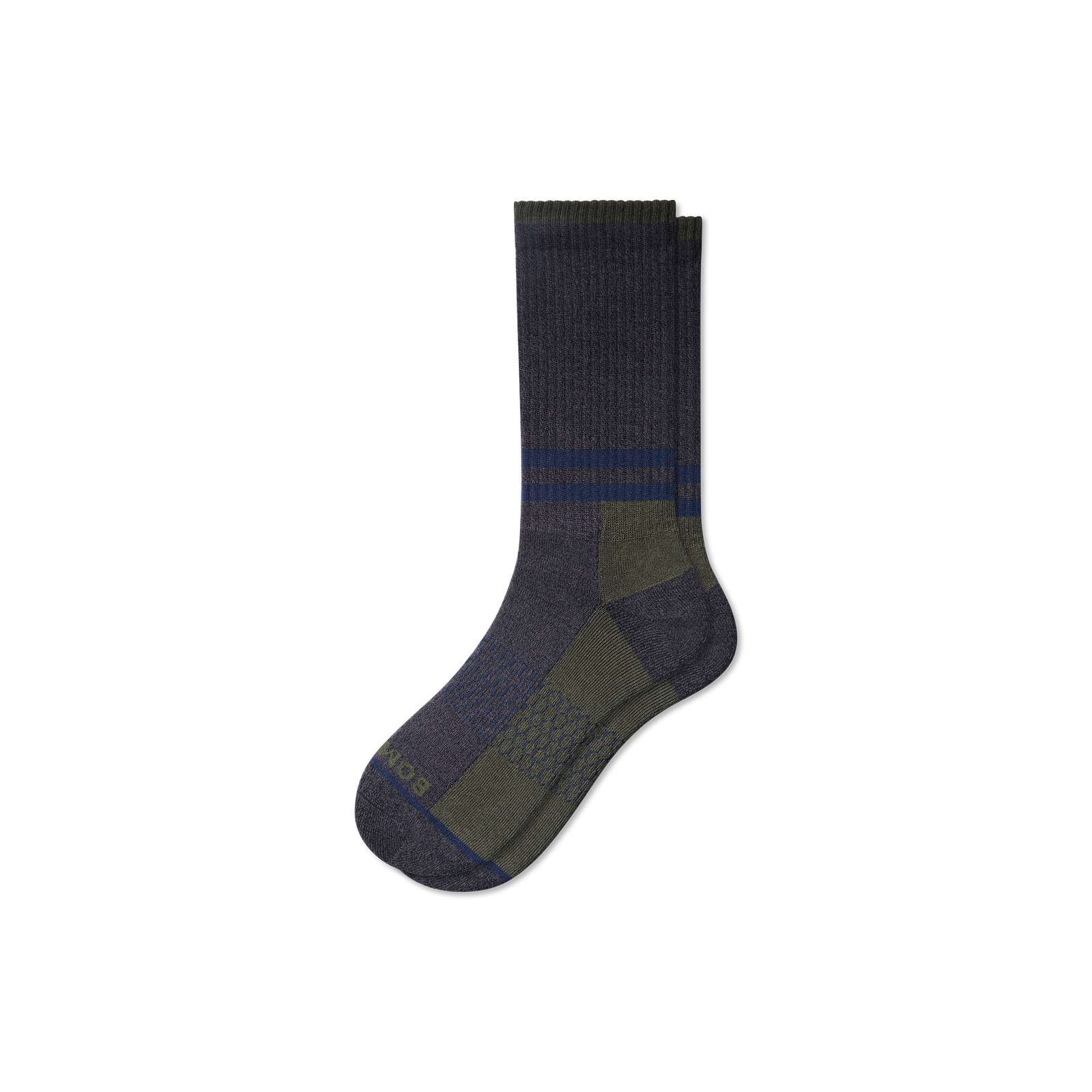 Men's Stripes Calf Socks Black L