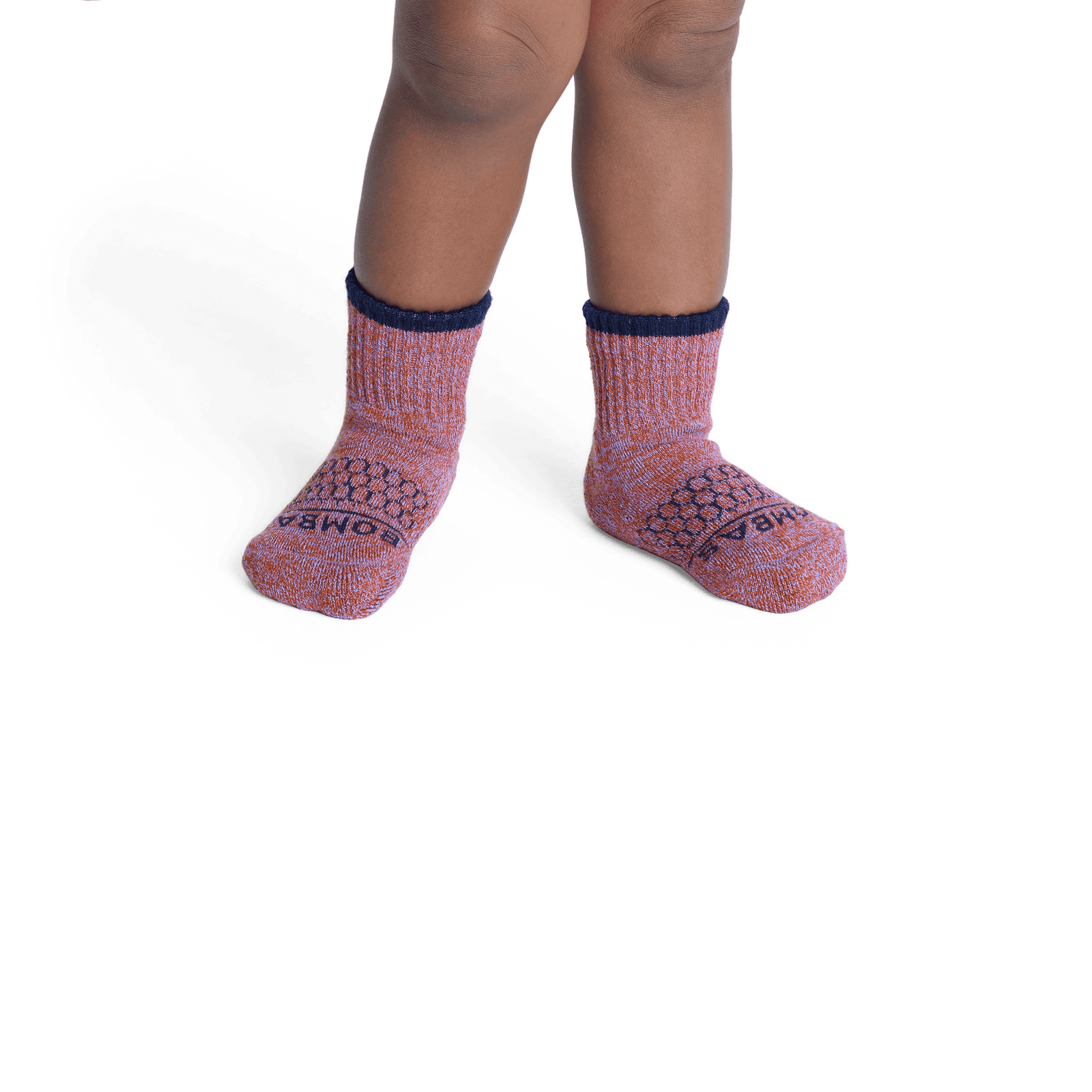 Merino Wool Blend Marl Gripper Calf Sock Burnt Umber Blue Iris TO1