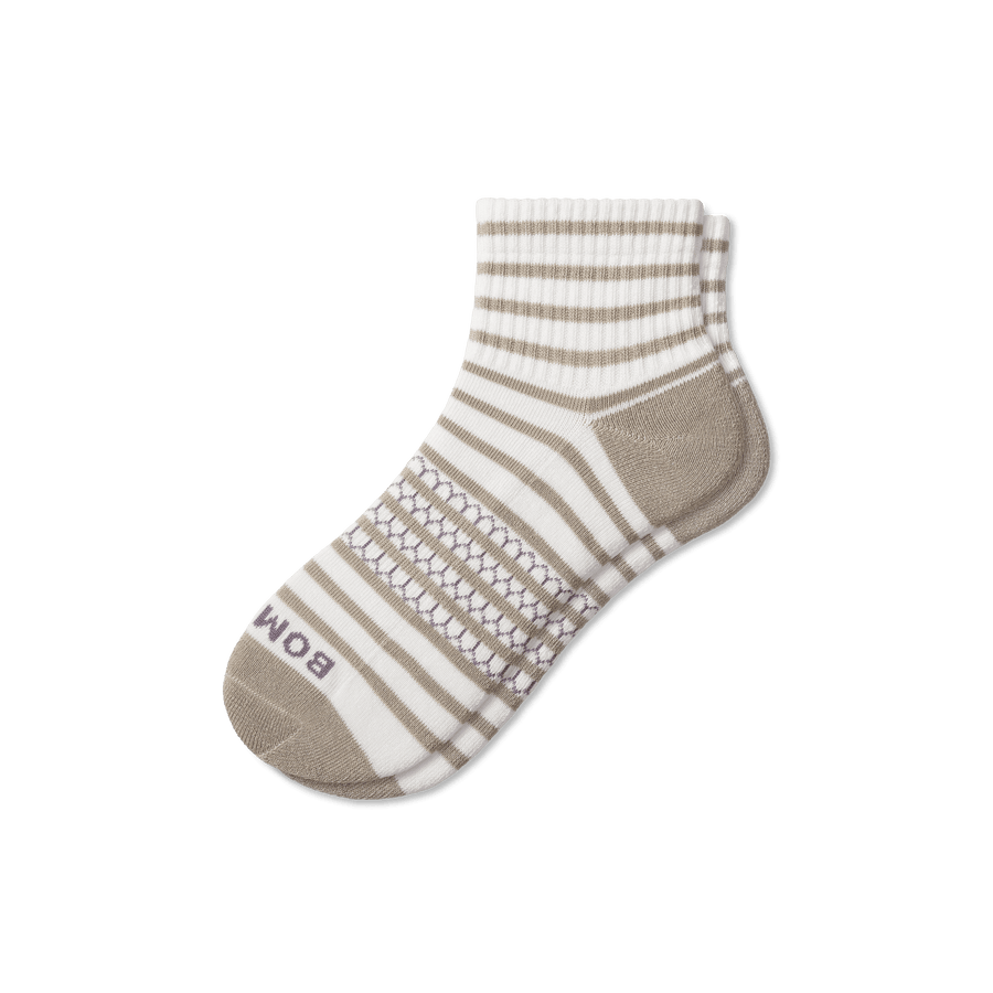 Women's Coastal Stripe Quarter Socks - Cozy Home Move