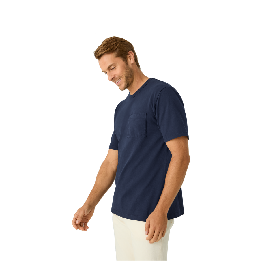 Premium Weight Pocket Crew Neck T-Shirt - Midnight Navy MO2 [7248]