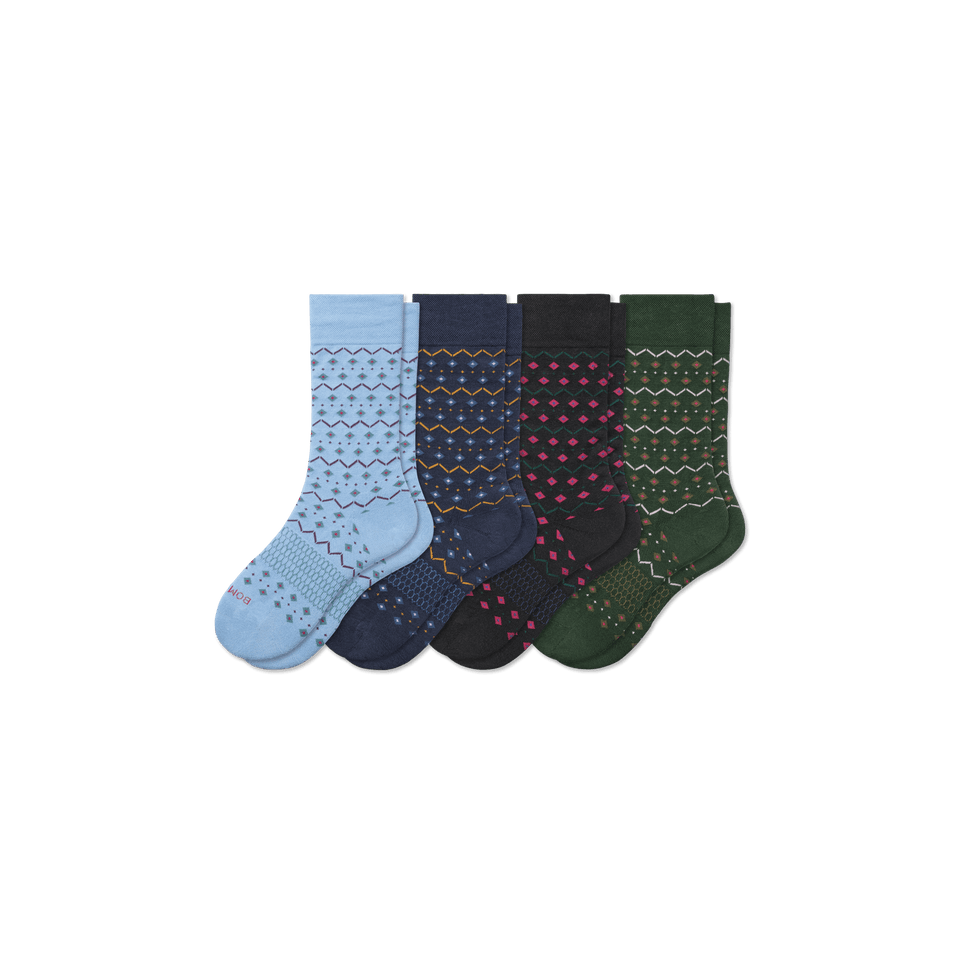 Youth Dress Calf Sock Black Navy Mix 4-Pack L