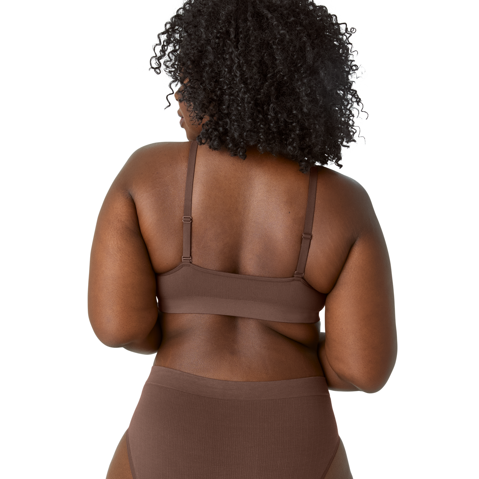Women's Ribbed Seamless Triangle Bralette - Hickory WO2 [7665]