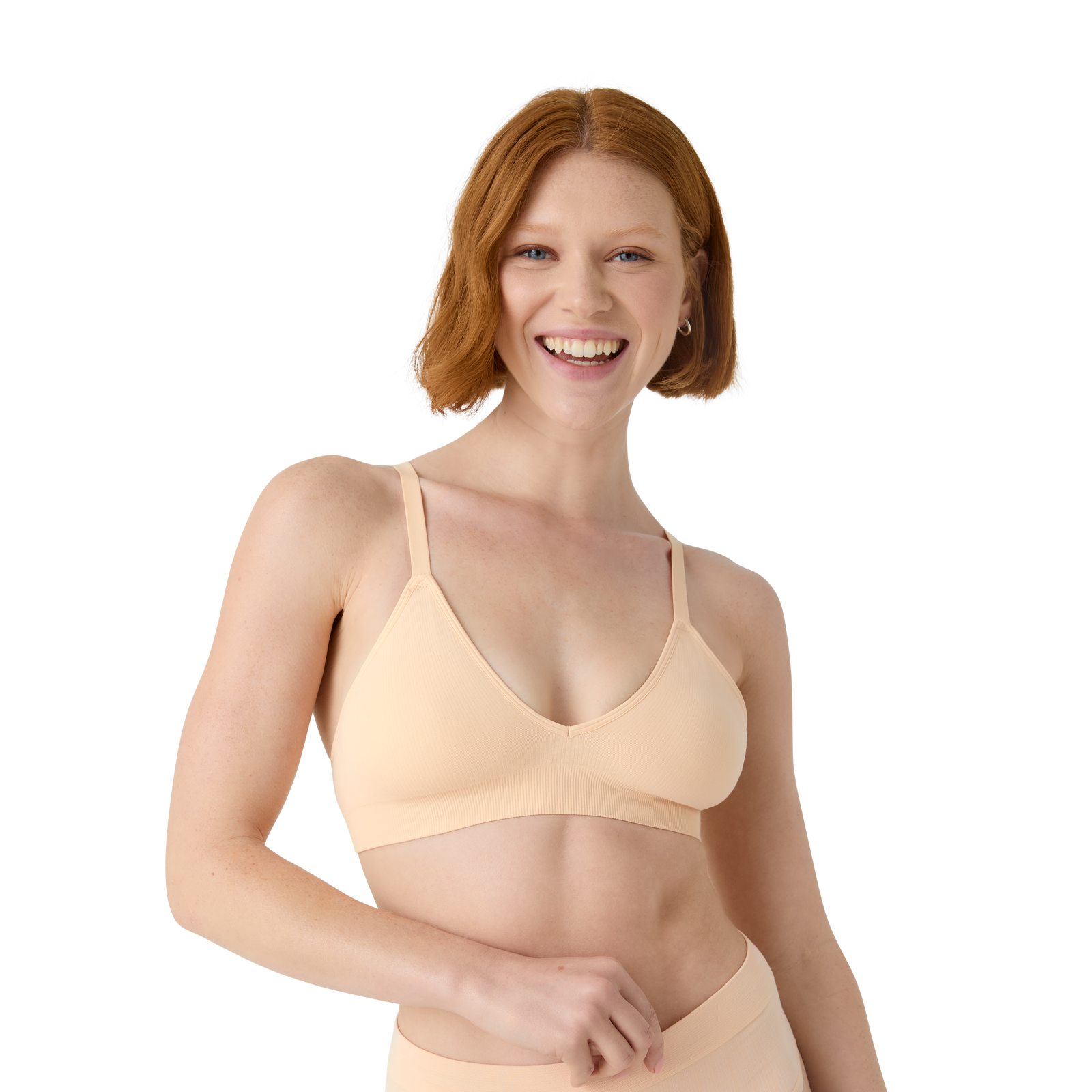 Women's Ribbed Seamless Triangle Bralette - Wheat WO1 [7665]