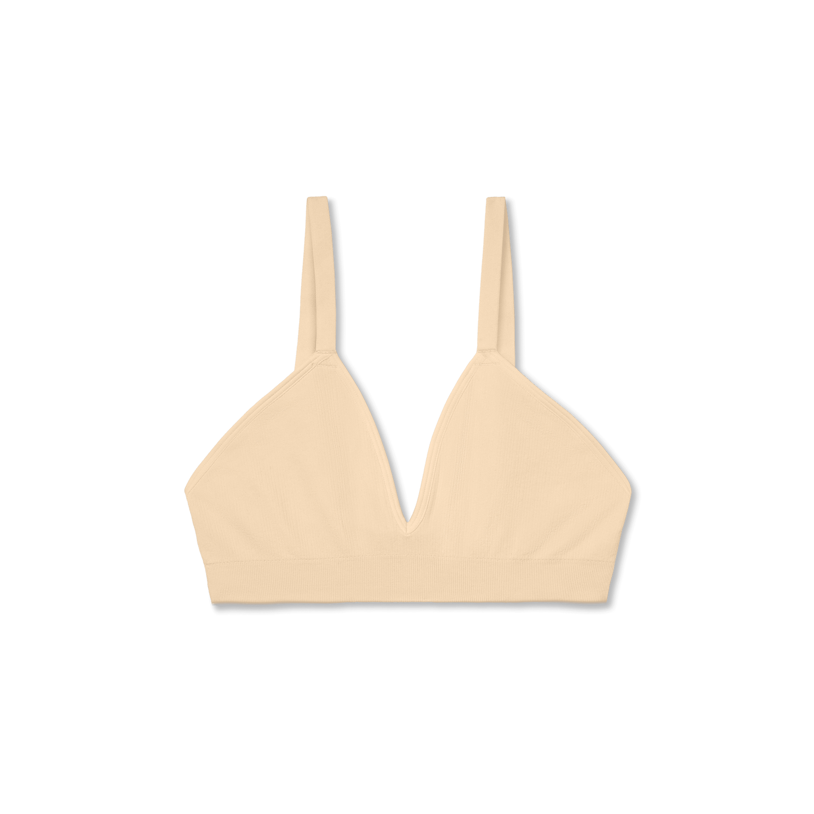 Women's Ribbed Seamless Triangle Bralette - Wheat L [7665]
