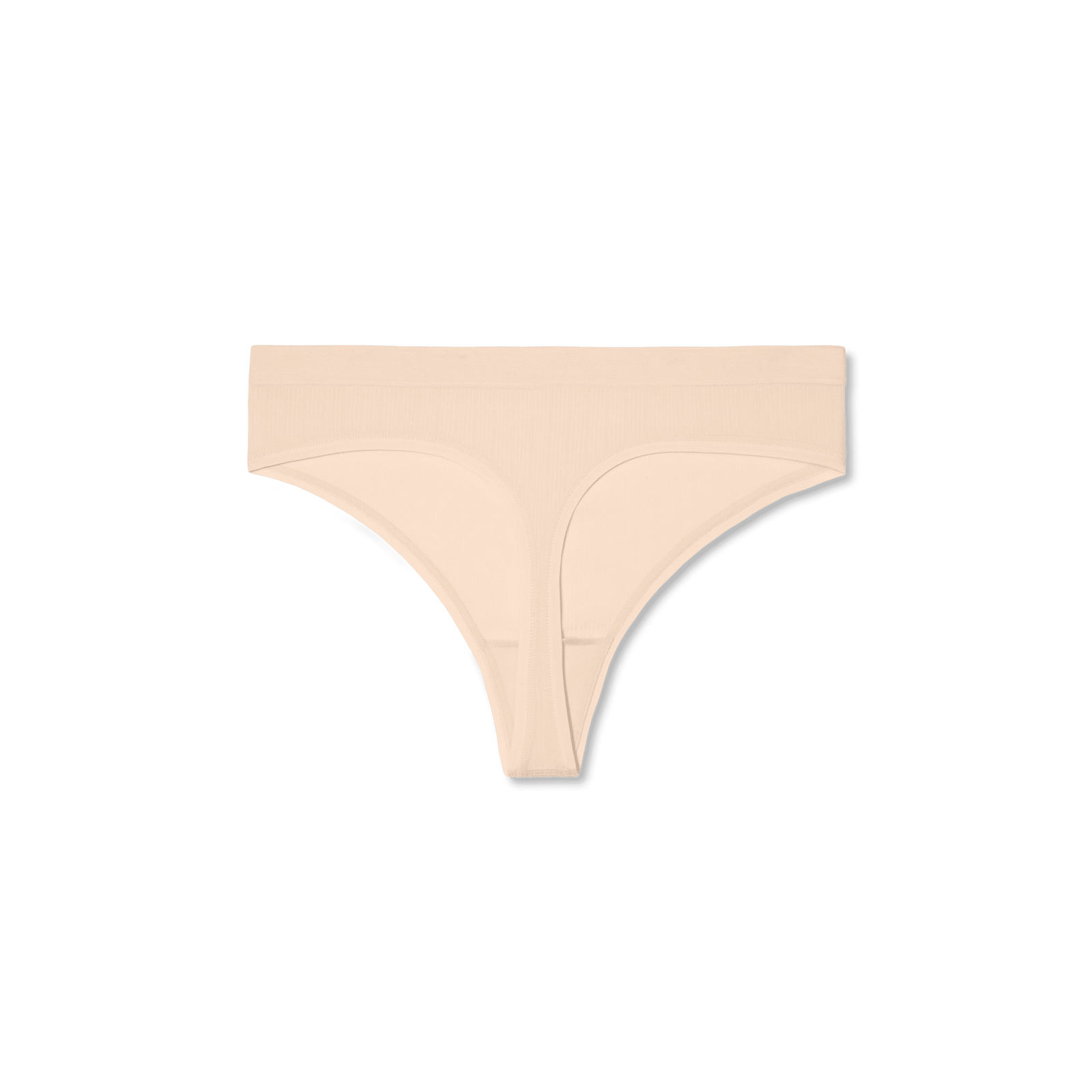 Women's Ribbed Seamless Thong - Wheat - L Back [7714]