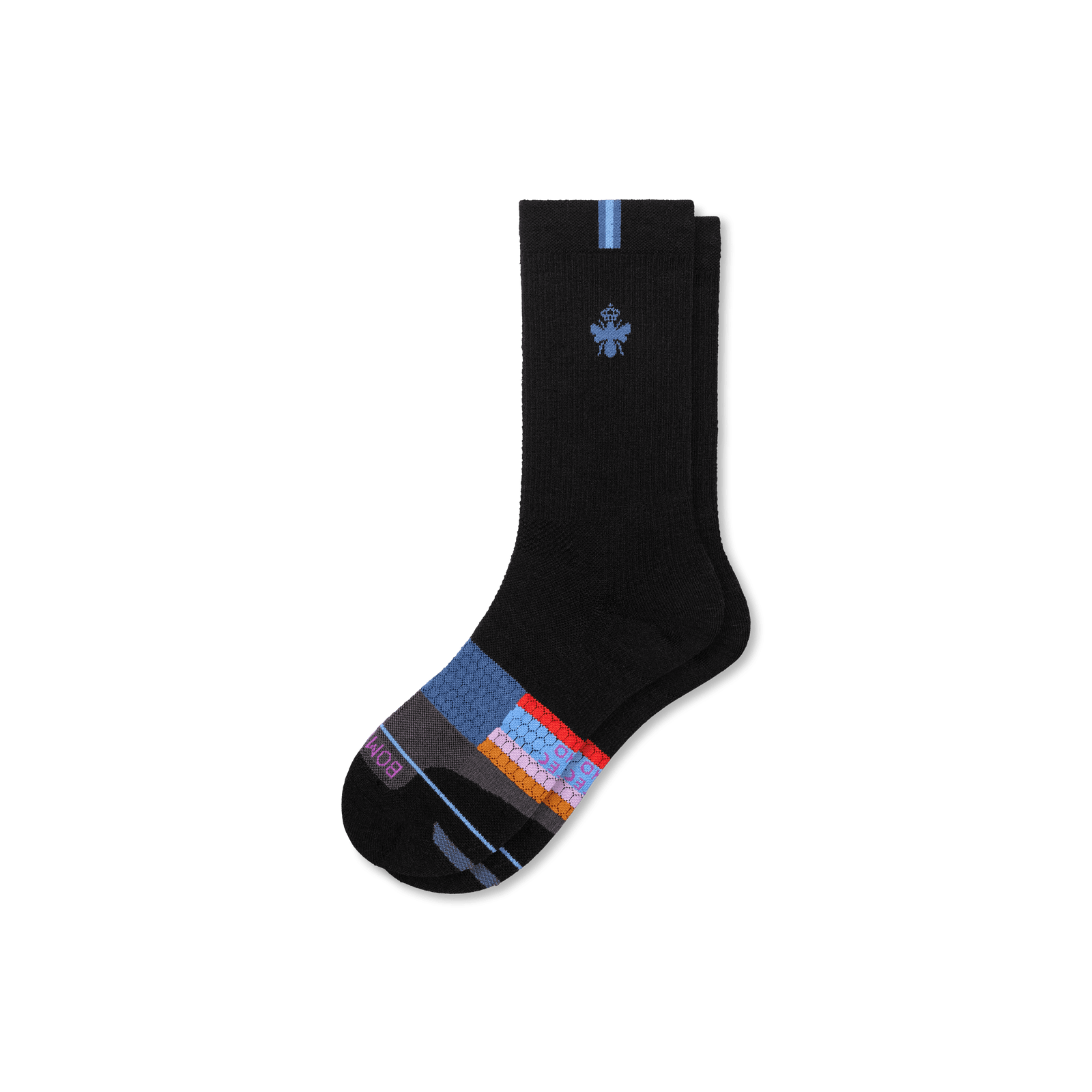 Merino Wool Blend Athletic Calf Socks - Black Sky L [8068]