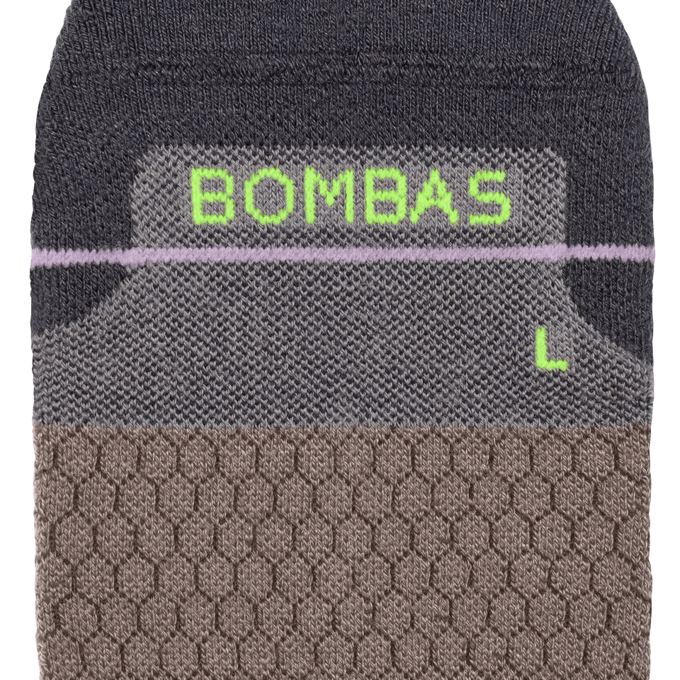 Merino Wool Blend Athletic Calf Socks - Charcoal Detail [8068]