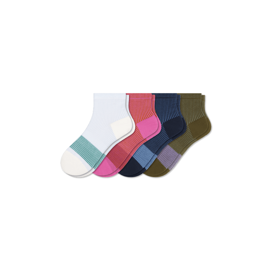 Youth Lightweight Stripe Quarter Sock 4-Pack - Trail Shift Support