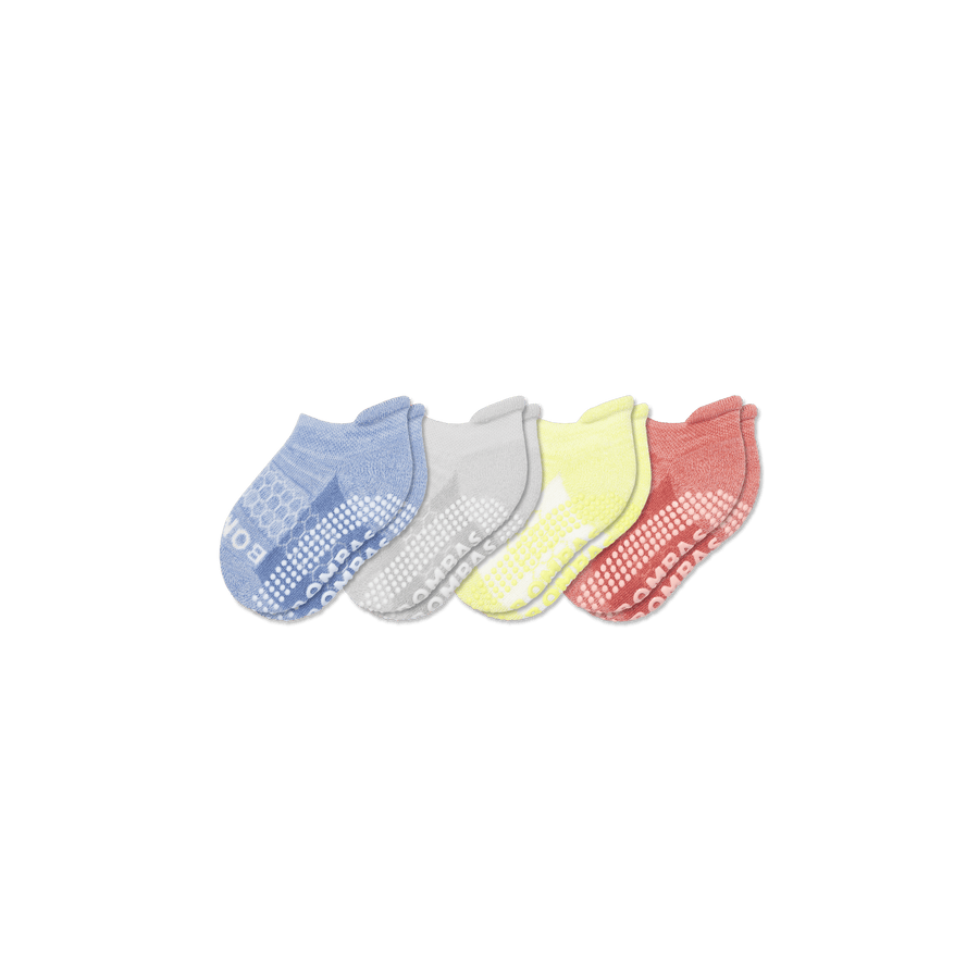 Toddler Two Tone Gripper Ankle Sock 4-Pack - Run Low Cut Support