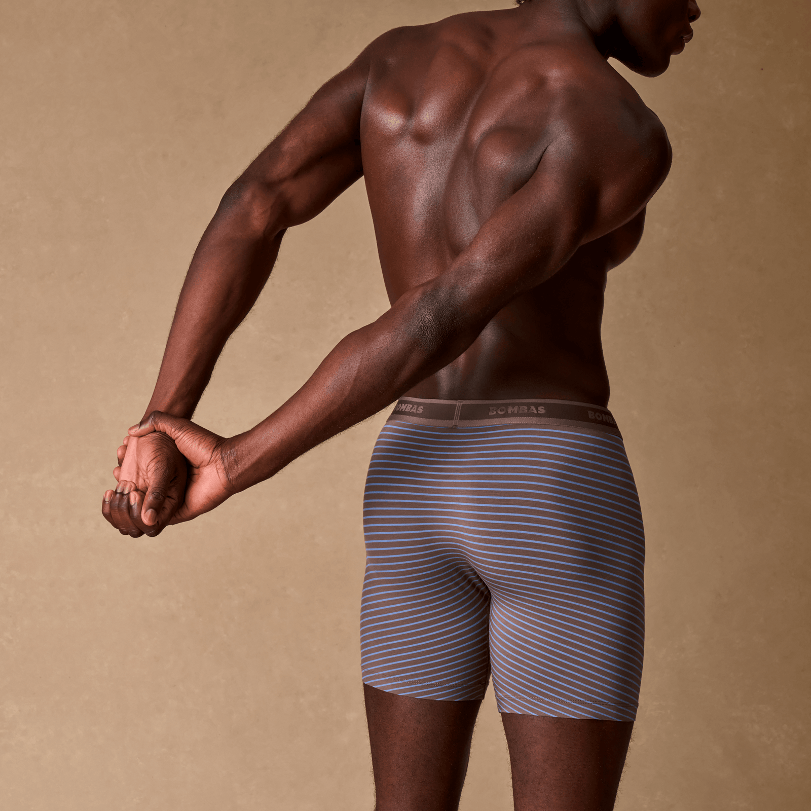 Men's Soft Flex Boxer Brief - Mushroom Grey / Oyster Blue Stripe MO [LIFESTYLE] [8287]
