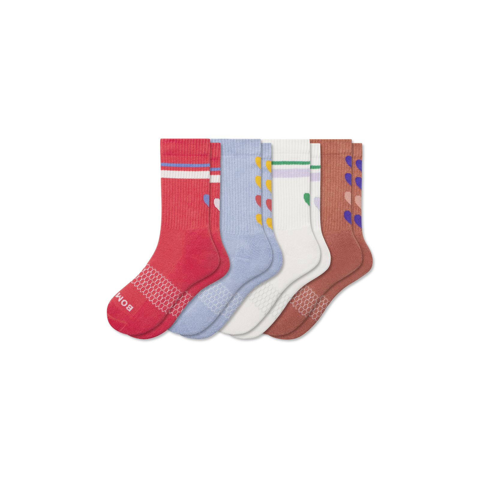 Youth Valentine's Calf Sock 4-Pack - Red Blue Mix L [8454]