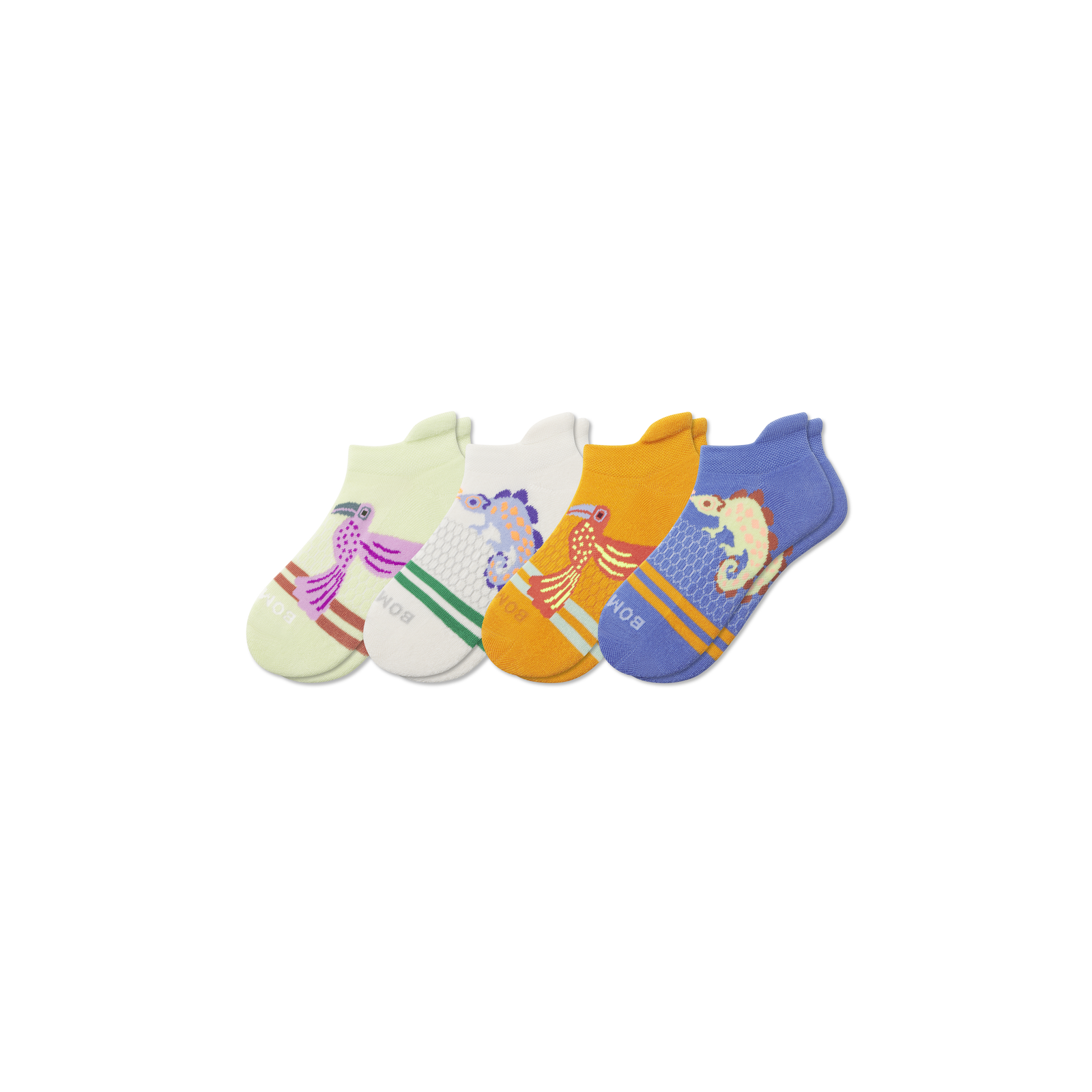 Youth Rainforest Friends Ankle Sock 4-Pack - Tangerine Lime Mix L [8457]