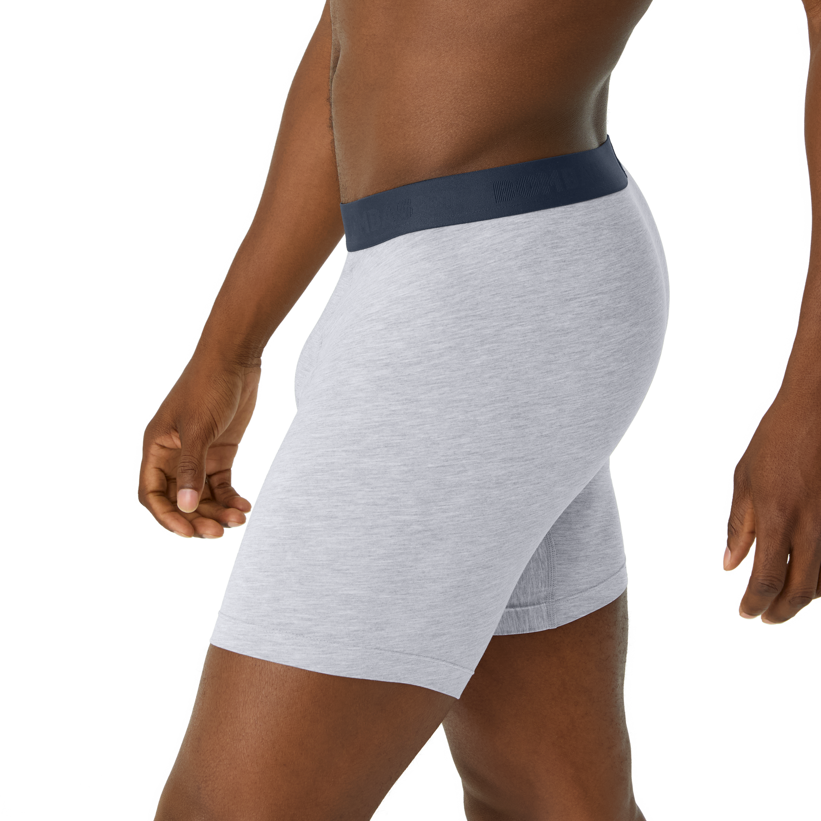 Cotton Modal Blend Boxer Brief - Classic Fly - Medium Heather Grey / Midnight Navy WB MO2 [8470]