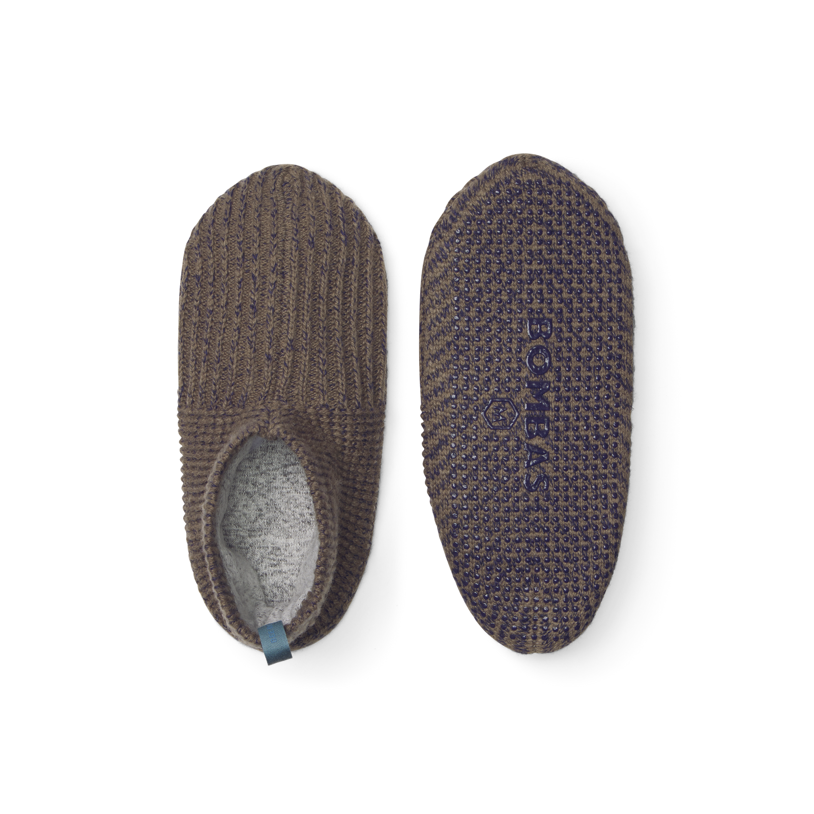 Adult Marl Tuck Stitch Gripper Slipper OAKMOSS_NAVY-layflat-1-transparent