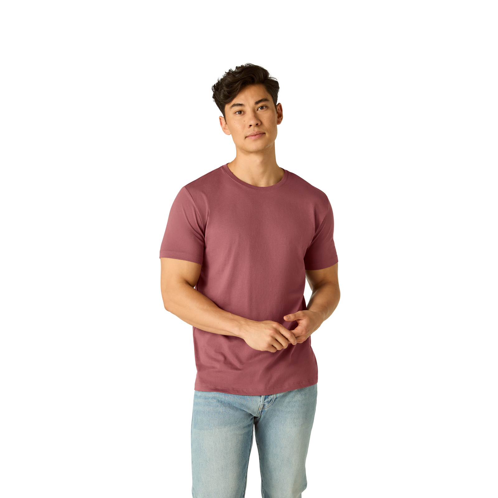 Men's Slim Fit Pima Cotton Crew Neck T-Shirt - Berry Dusk MO1 [8526]