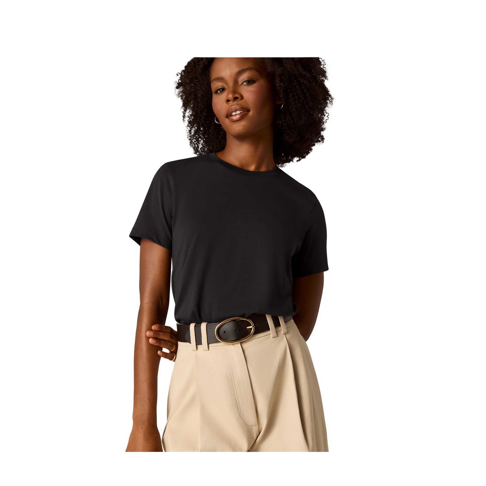 Pima Cotton Crew Neck T-Shirt - Black WO4 [8530]