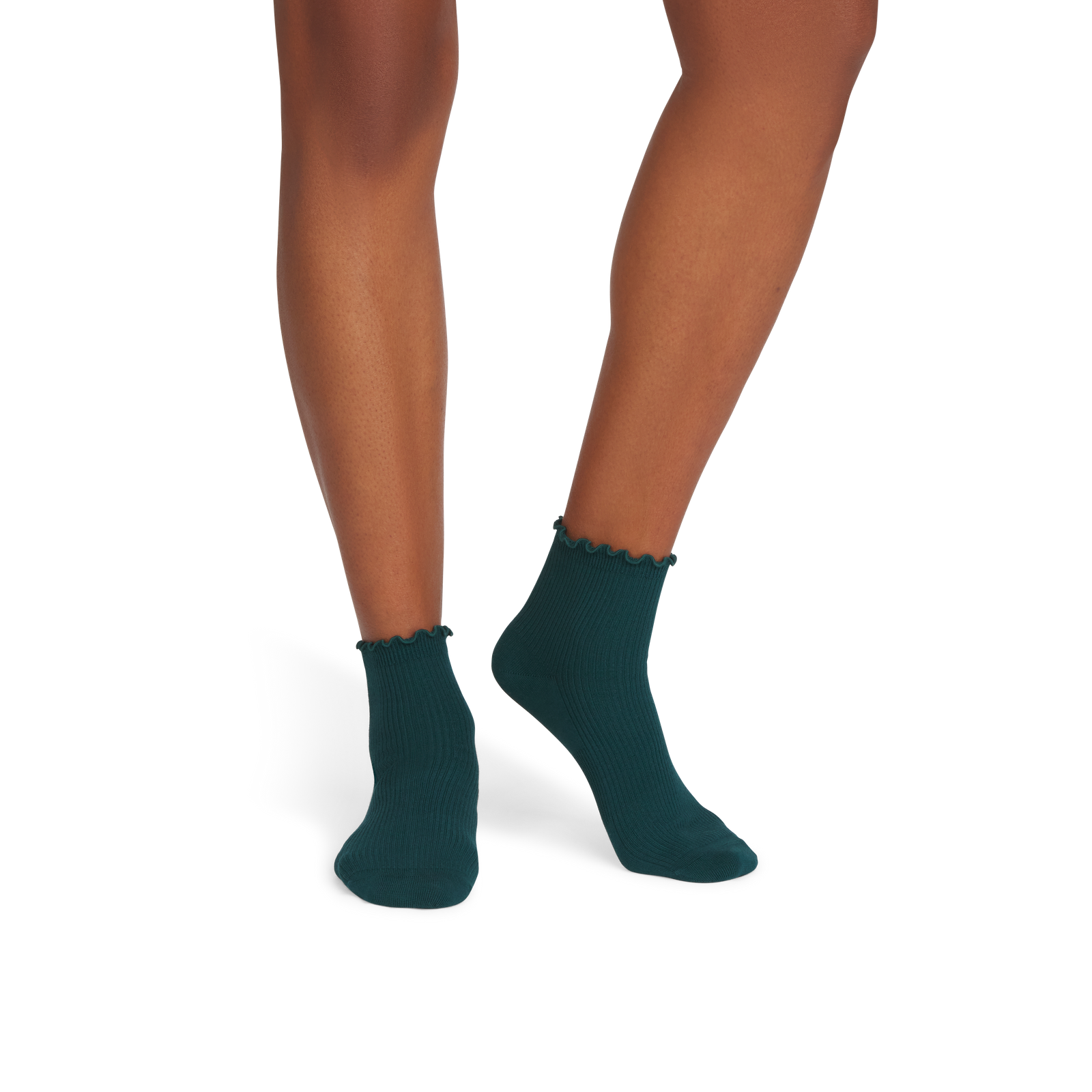 Ruffle Rib Quarter Socks - teal pine WO1 [8562]
