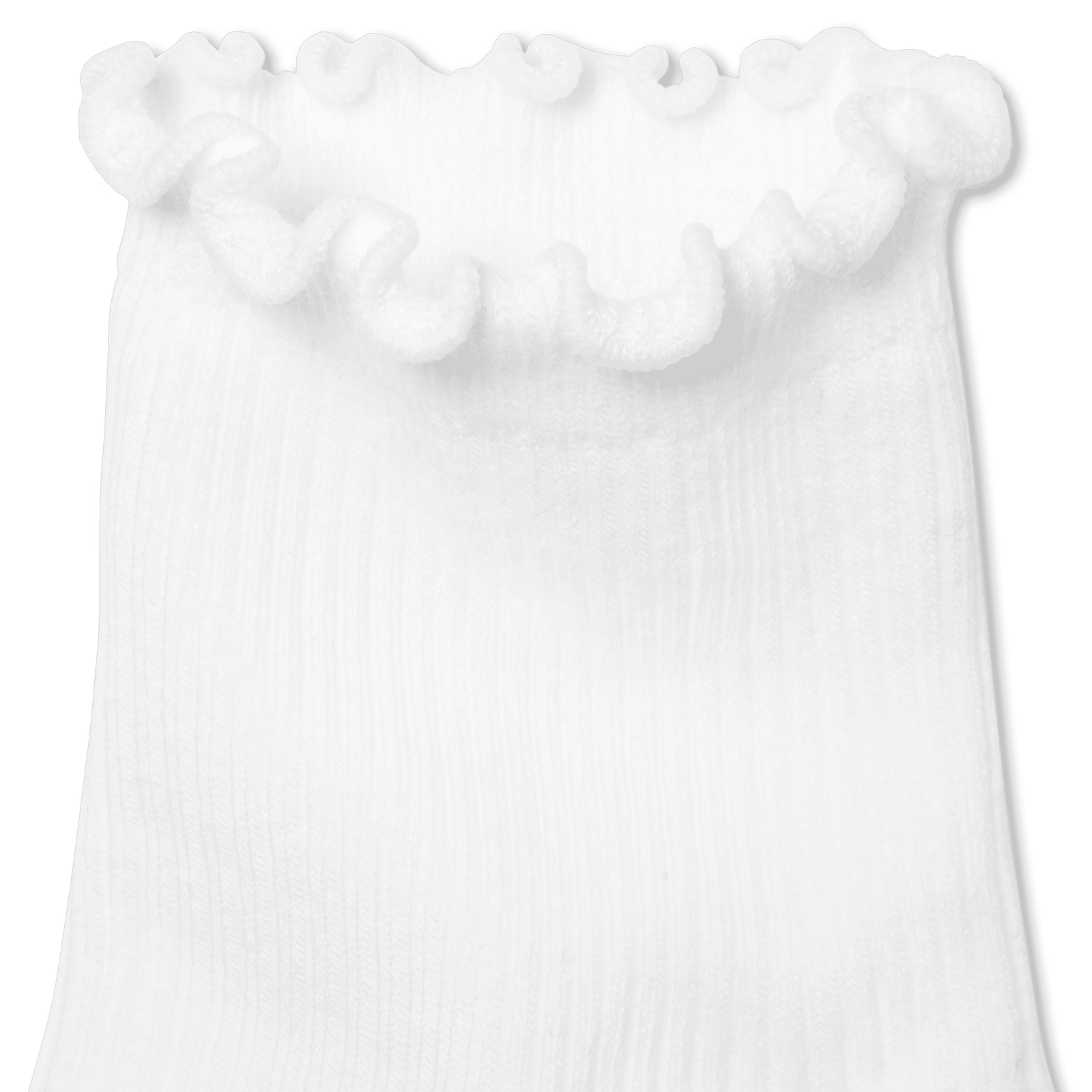 Women's Frilly Rib Quarter Socks - White Detail [8562]