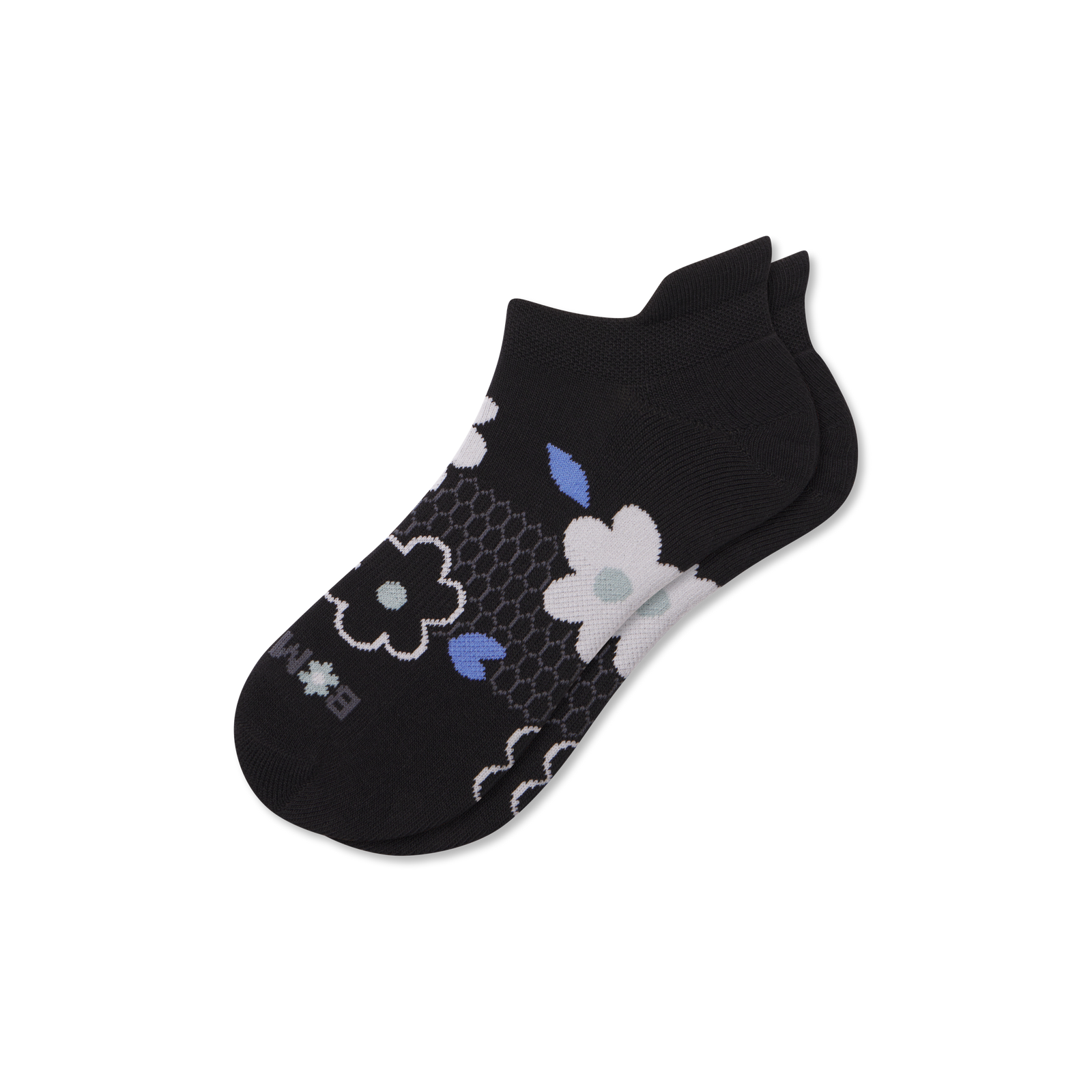 Women's Garden Party Ankle Socks - Black Floral L [8635]