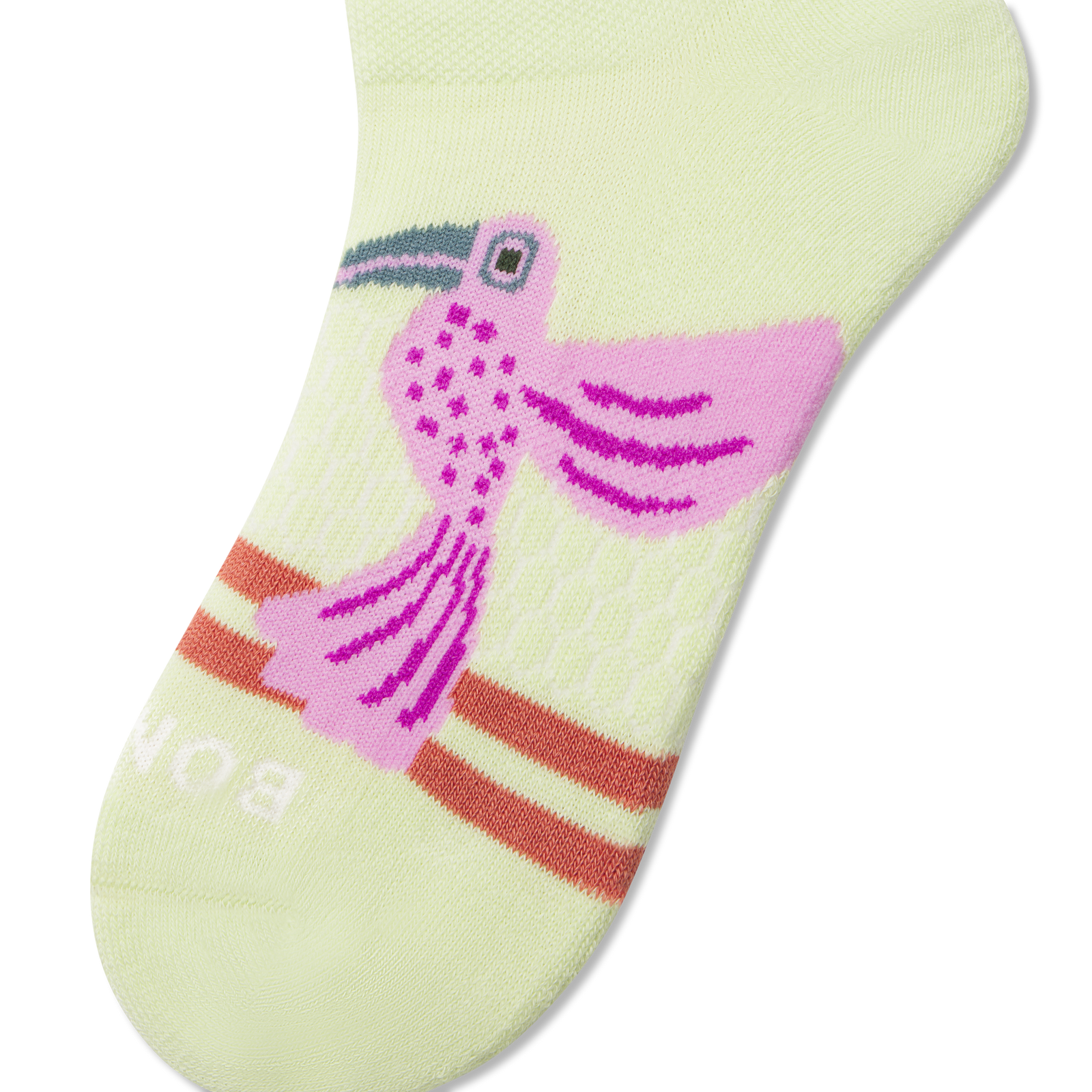 Youth Parrot and Stripes Ankle Socks - Soft Lime Detail [8638]