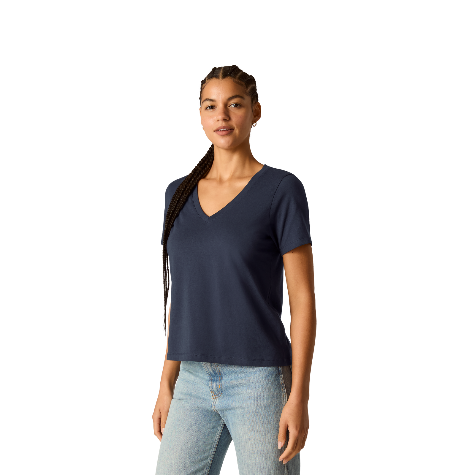 Pima Cotton V-Neck T-Shirt - Midnight Navy WO2 [8738]