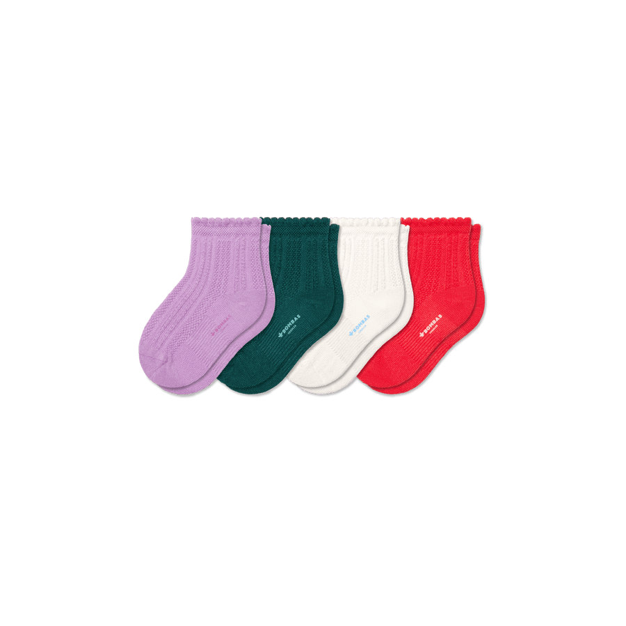 Toddler Pointelle Calf Sock 4-Pack - Smooth Comfort