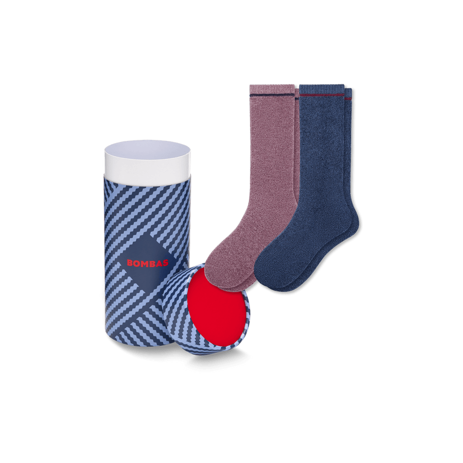 Men's Merino Wool Blend Cozy Sock 2-Pack Gift Box - Daily Drawer Carry