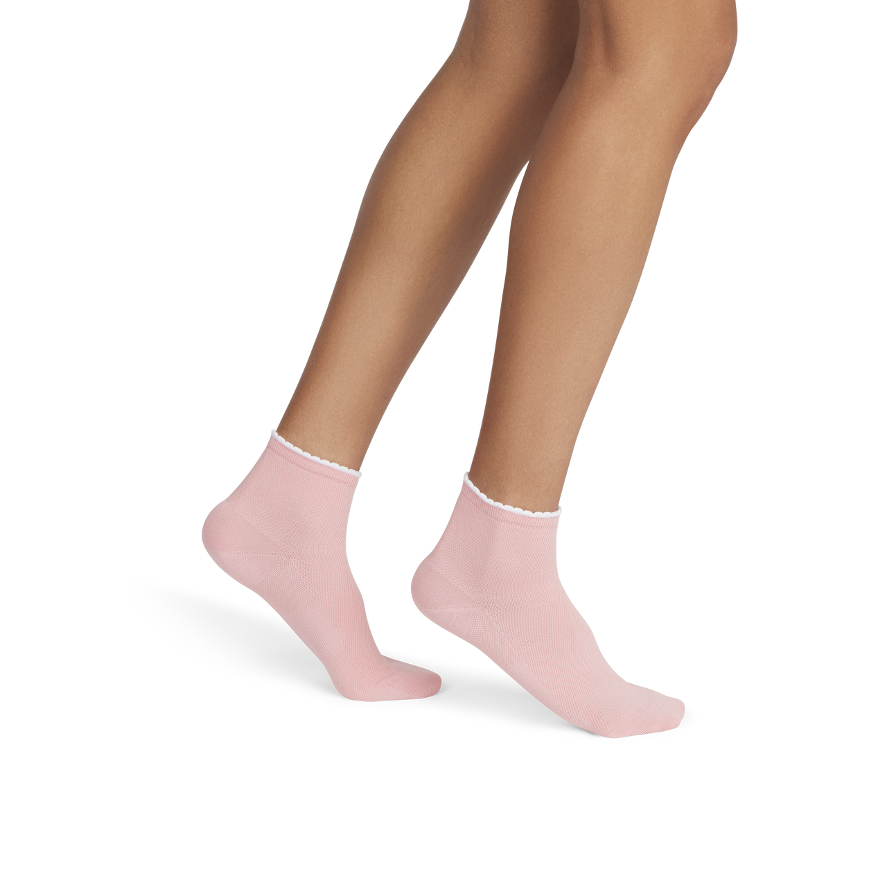 Scallop Cuff Quarter Socks - Pink Lily WO1 [8837]