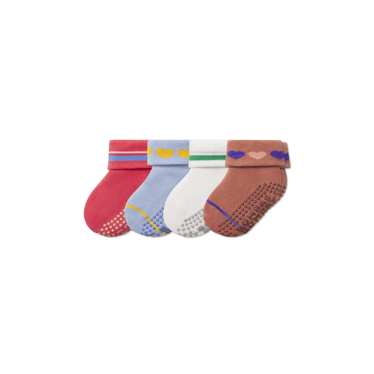 Baby Valentine's Gripper Calf Sock 4-Pack (6-12 Months) - Red Blue Mix L [8960]