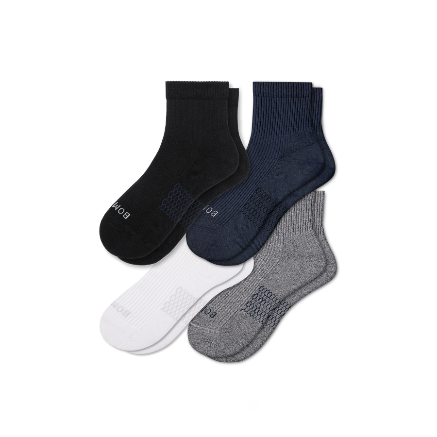 Men's Modern Rib Quarter Sock 4-Pack - Comfort Lounge Cushion