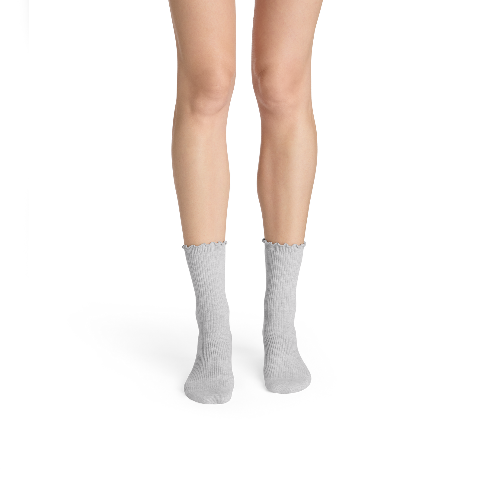 Ruffle Rib Half Calf Sock - light grey htr WO1 [9289]